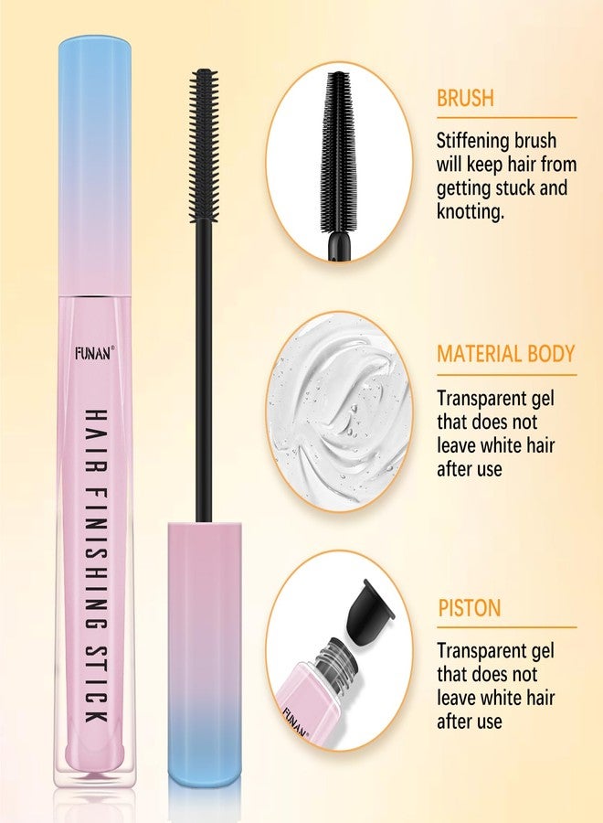 FUNAN 5 Packs Set Hair Wax Stick，Hair Finishing Stick and Edge Brush Rat Tail Comb Bristle Hair Brush，Slick Stick for Hair Non-greasy Styling Hair Pomade Stick，Hair Bun Hair Accessories for Women Grils - Image 2